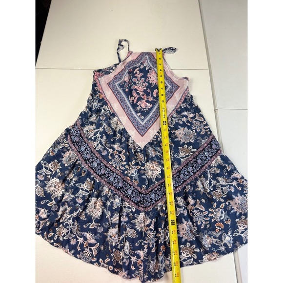 American Eagle Outfitters XS Halter Dress Blue Floral Boho Mini - Picture 6 of 8